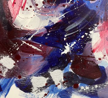Abstrakt maleri i blå nærbild 2